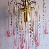 Murano crystal drop chandelier in pink
