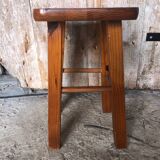 Ancien tabouret bois clair vintage