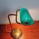 Banker's lamp in brass and green opaline, 1930s