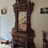 Cloakroom Napoleon III coat rack 19th in solid oak
