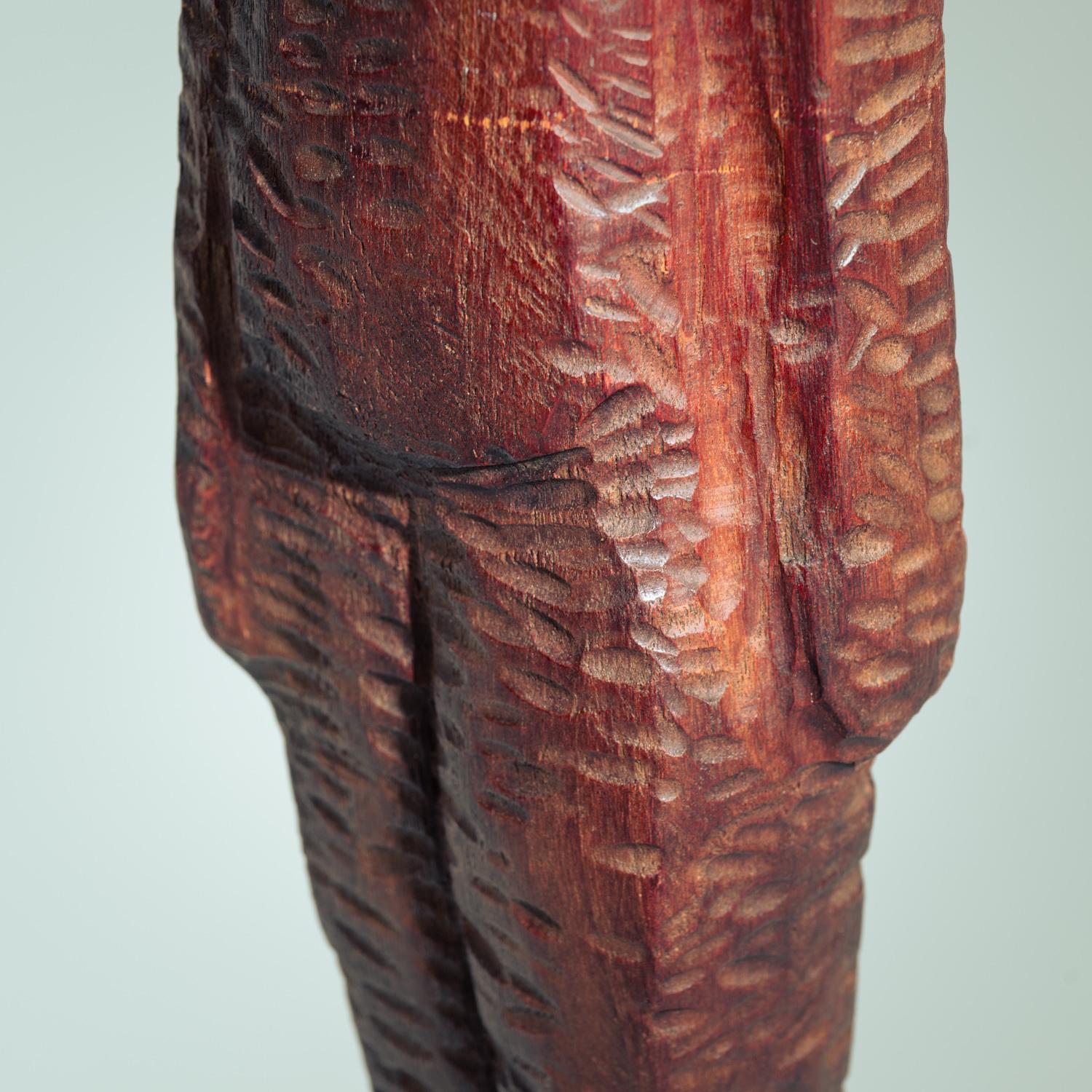 Dutch Brutalist carved wood sculpture of woman's figure, height 95cm, 1970s