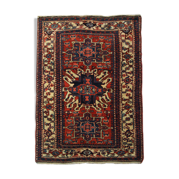 Tapis persan antique tissé à la main Tribal Deep Red Wool Area Tapis- 140x190cm