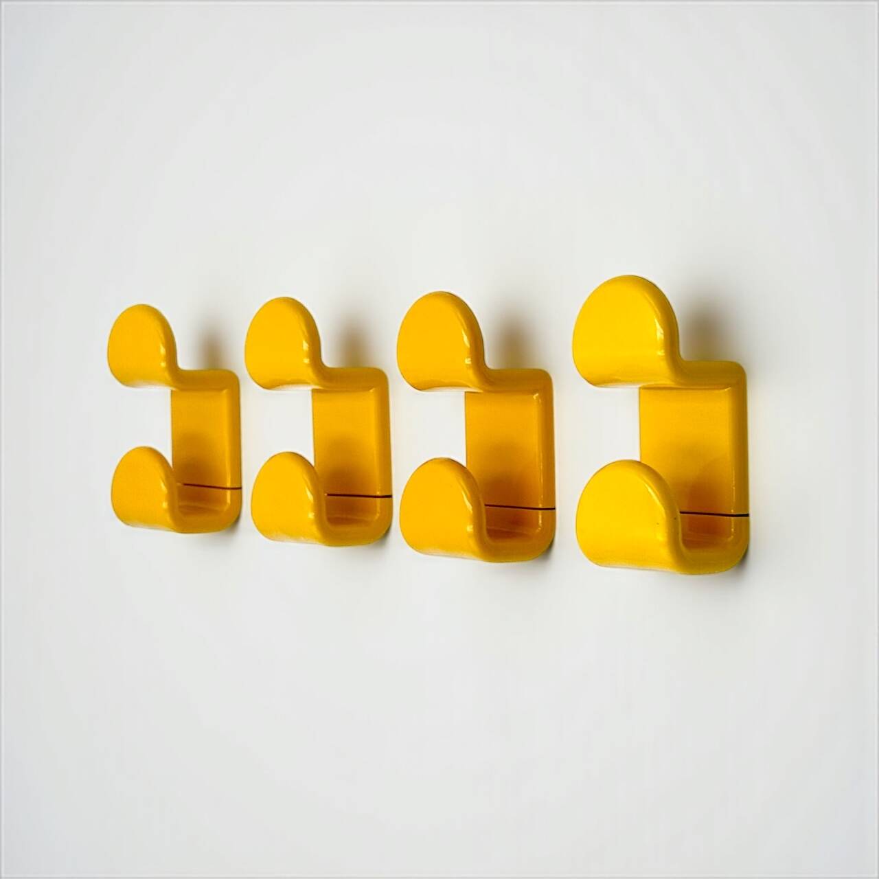 Vintage 1970s Gedy Coat Hooks in Yellow Plastic by Ambrogio Rossari