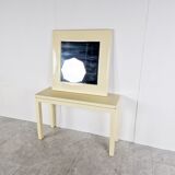 Vintage french lacquered console with mirror, 1980s