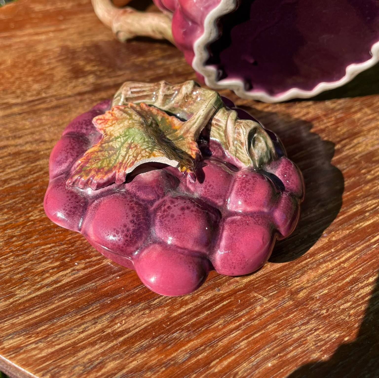 Vintage grape majolica teapot