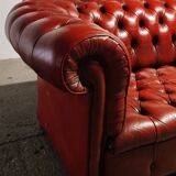 Canapé Chesterfield 3 places cuir rouge
