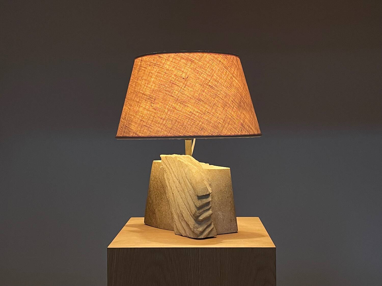 Sculpted stone lamp by Albert Tormos 1970