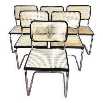 Ensemble de 6 chaises Cesca noires "Made in Italy"