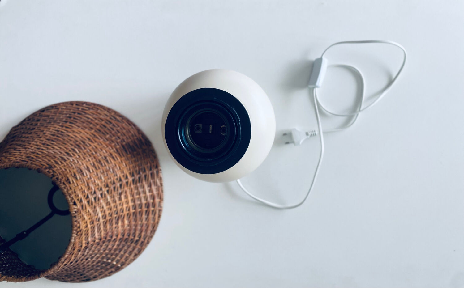 Large turned white wooden lamp