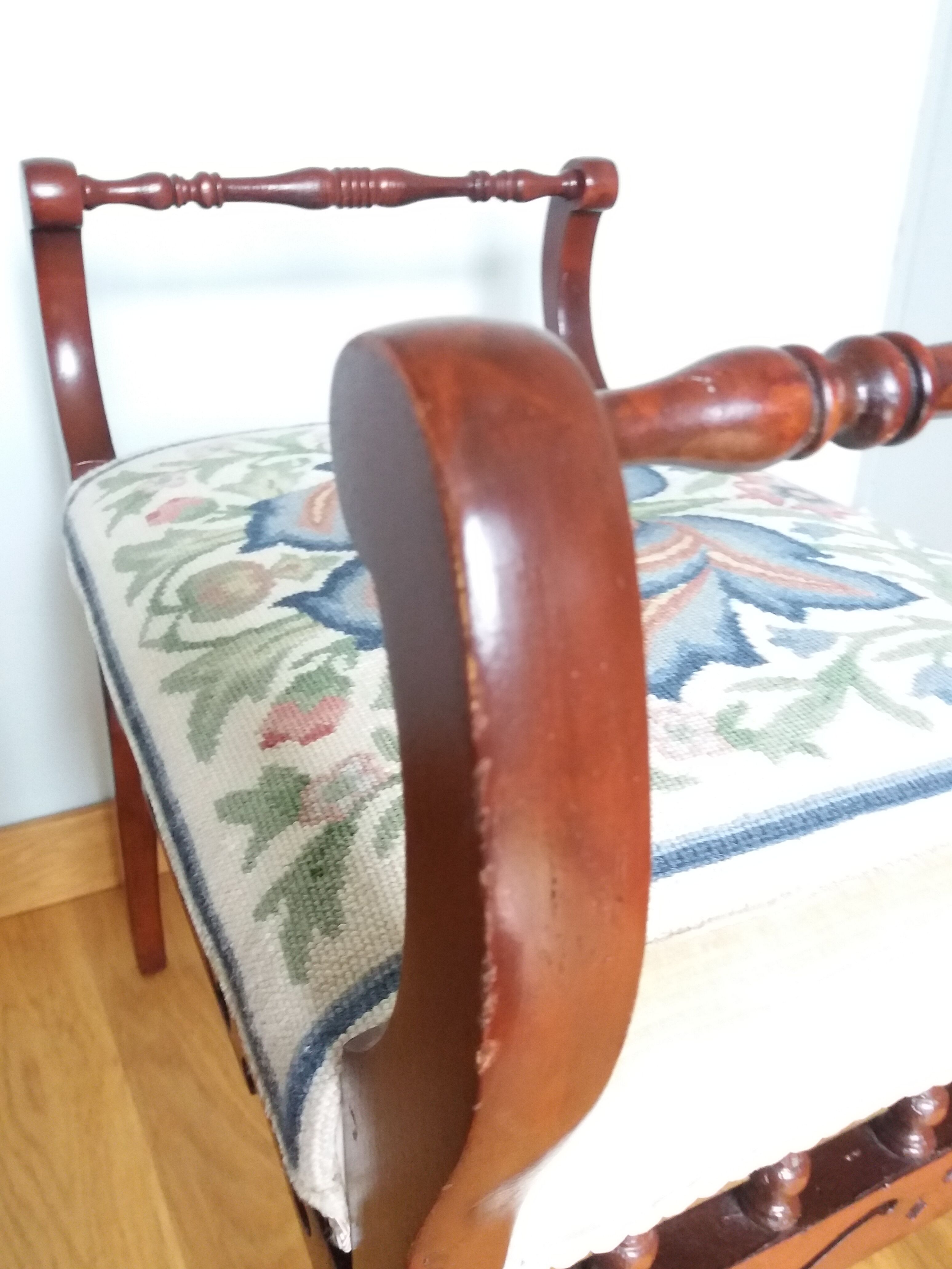 Piano bench stool upholstered canvas end of bed