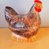 Enameled ceramic chicken terrine 1960