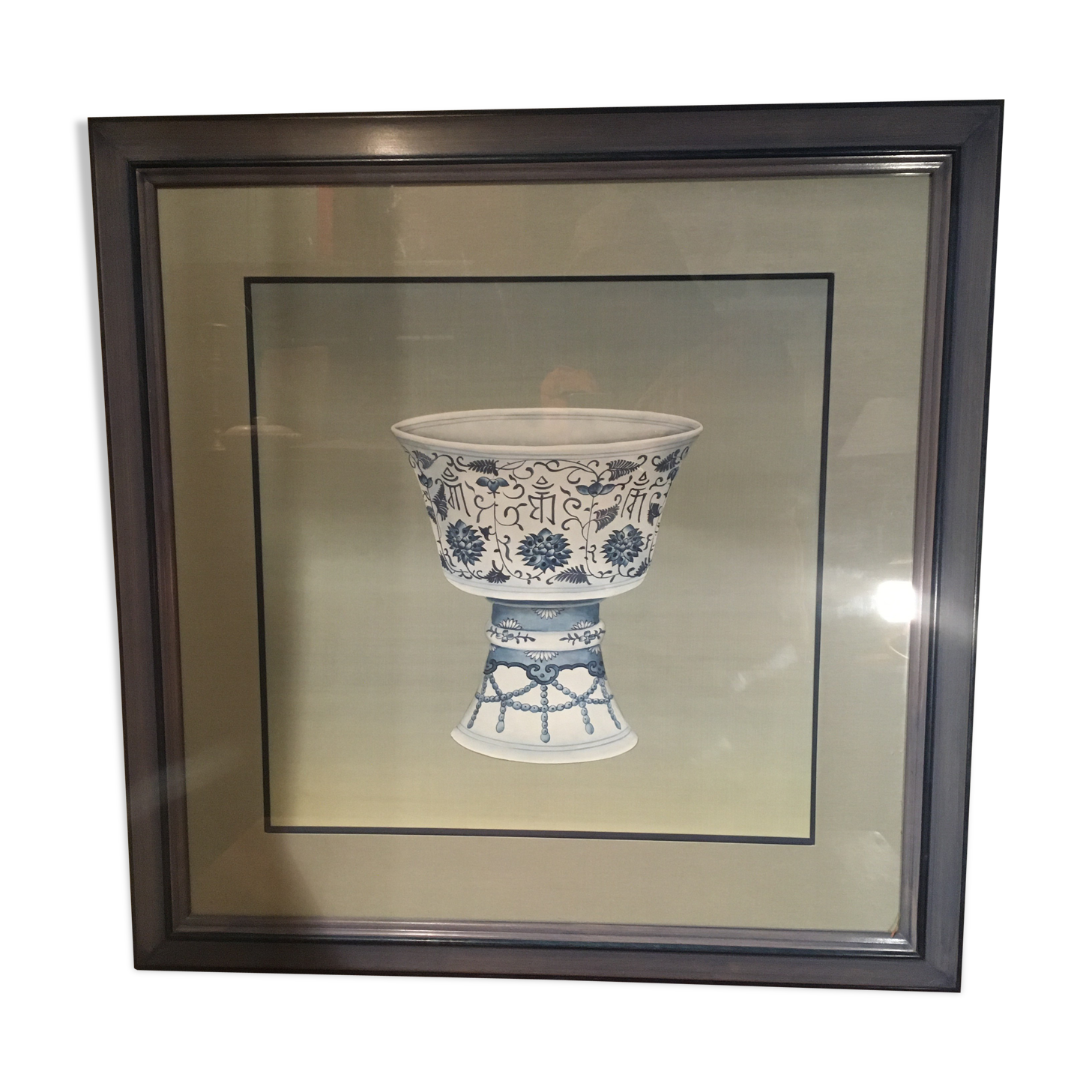 Ming blue and white pottery, hand-painted.