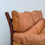 1960s, Scandinavian design by Arne Norell, sofa, model "Kontiki", original condition, leather, beech.