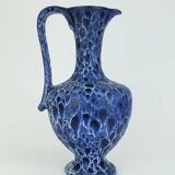 Large vintage kreutz-keramik 1960s 70s vase jug model 228 fat lava drip glaze intense blue