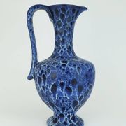 Large vintage kreutz-keramik 1960s 70s vase jug model 228 fat lava drip glaze intense blue