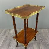 Table Guéridon En Bois Et Laiton , XIXe Siècle