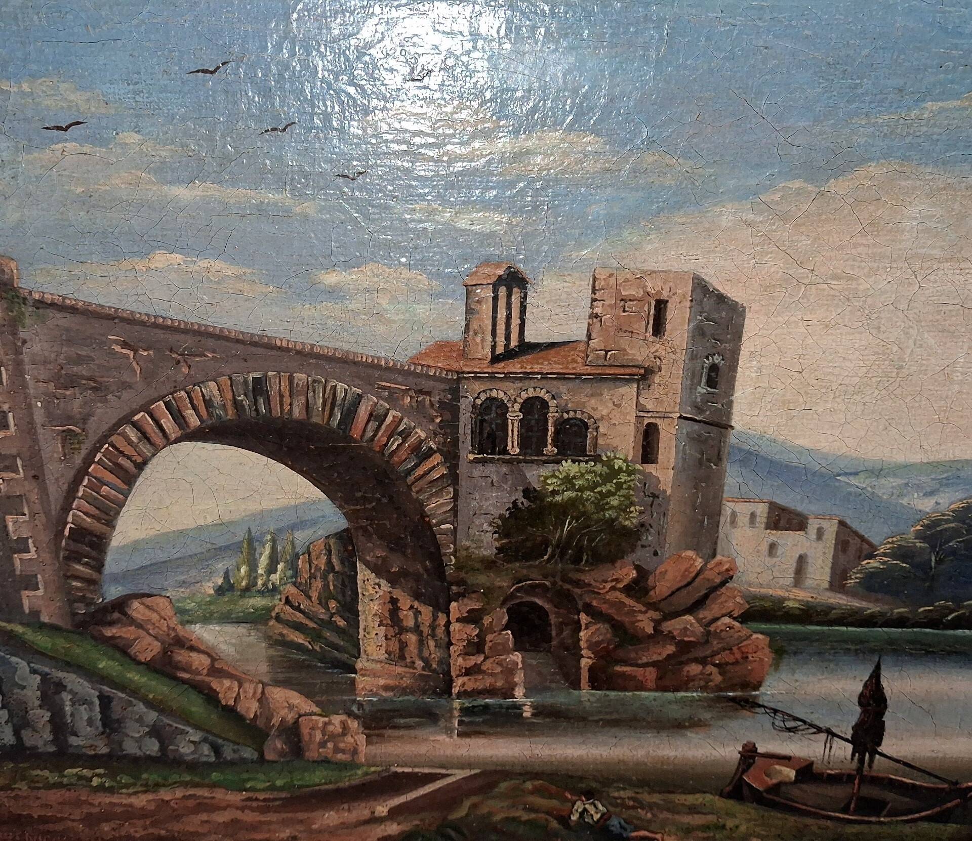 H. Nicolini – Animated Landscape at the Stone Bridge, 19th Century