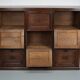 Antique french oak apothecary / filing cabinet folding doors, late 19th century