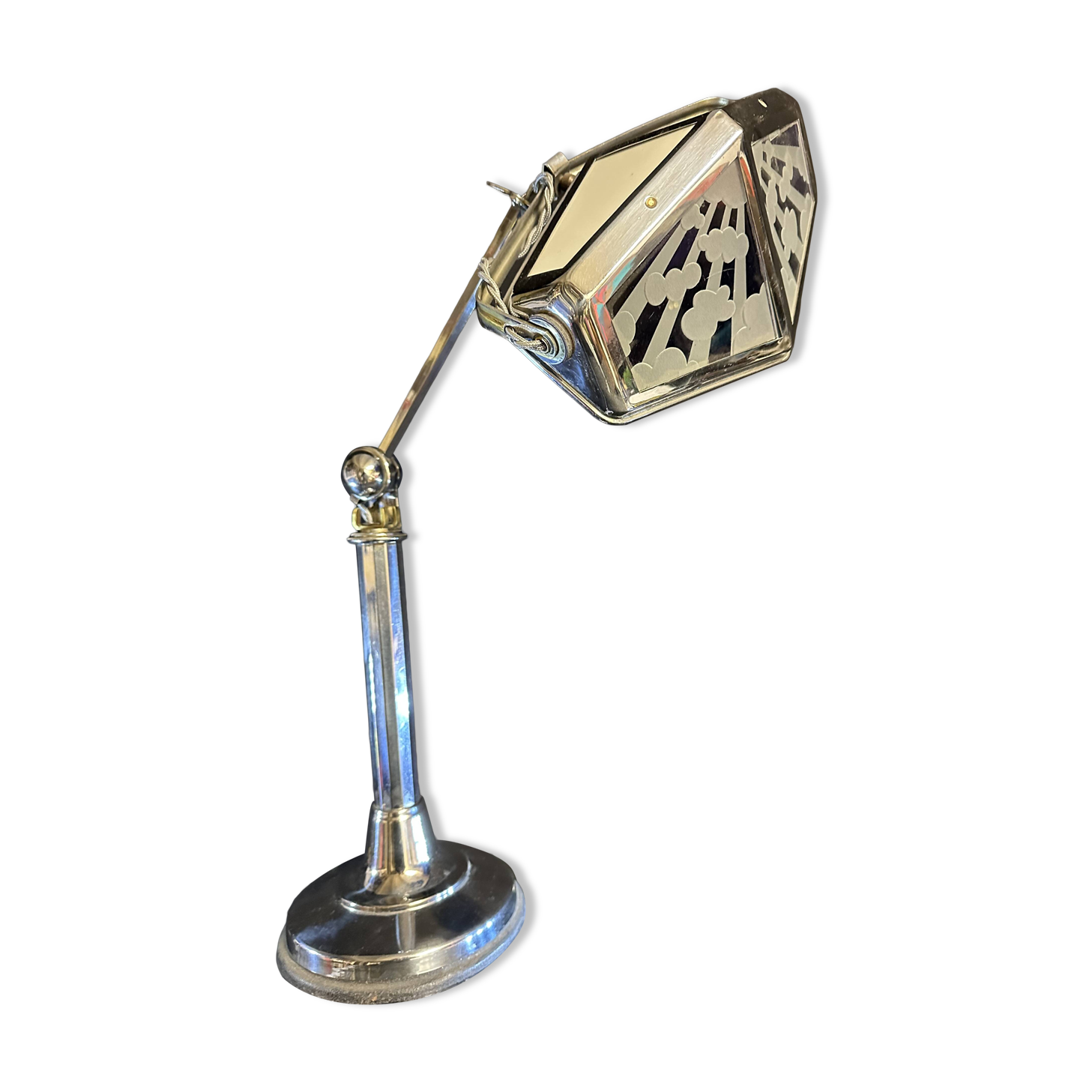 Large PIROUETT Art Deco metal chromo glass clouds lamp