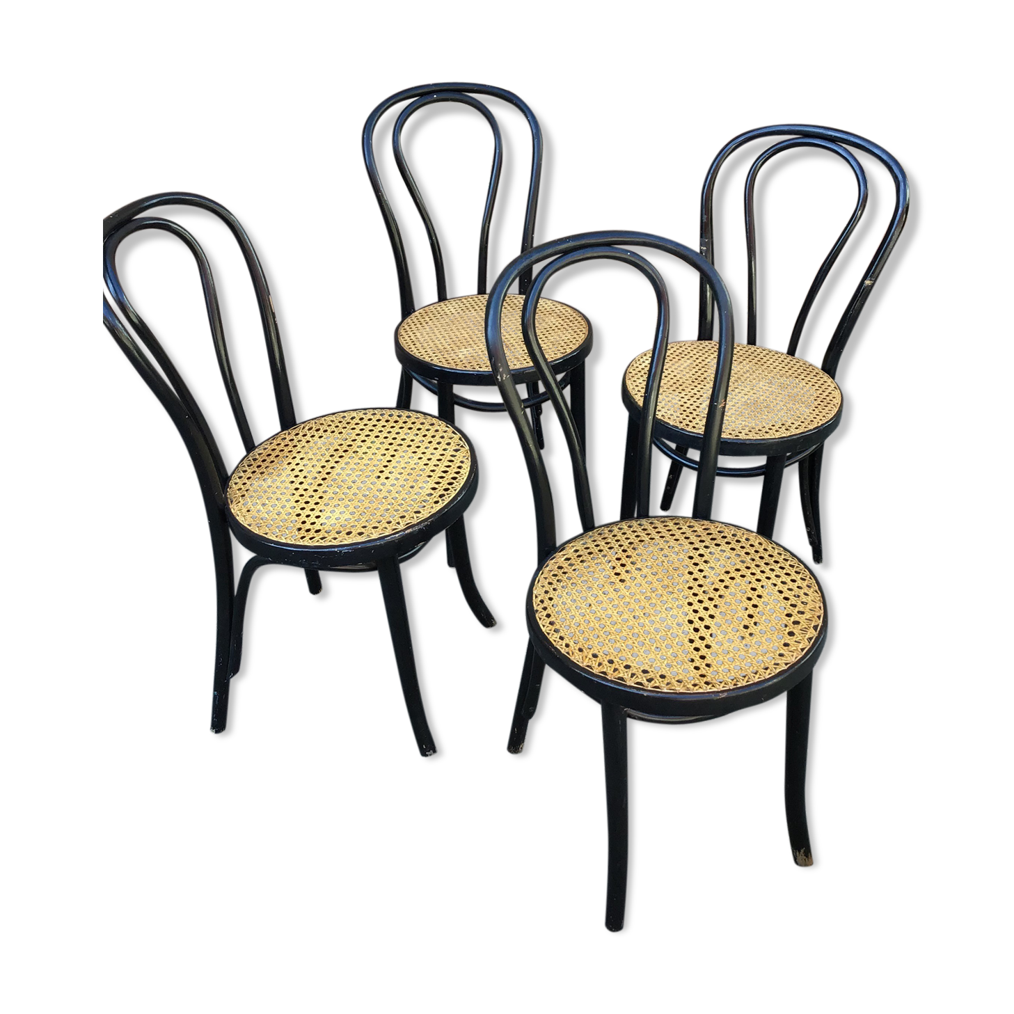 4 Viennese chairs curved wood Tuna blackened wood
