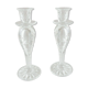 Pair of old carved engraved crystal candlesticks, Sirius style, Saint Louis