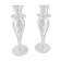 Pair of old carved engraved crystal candlesticks, Sirius style, Saint Louis