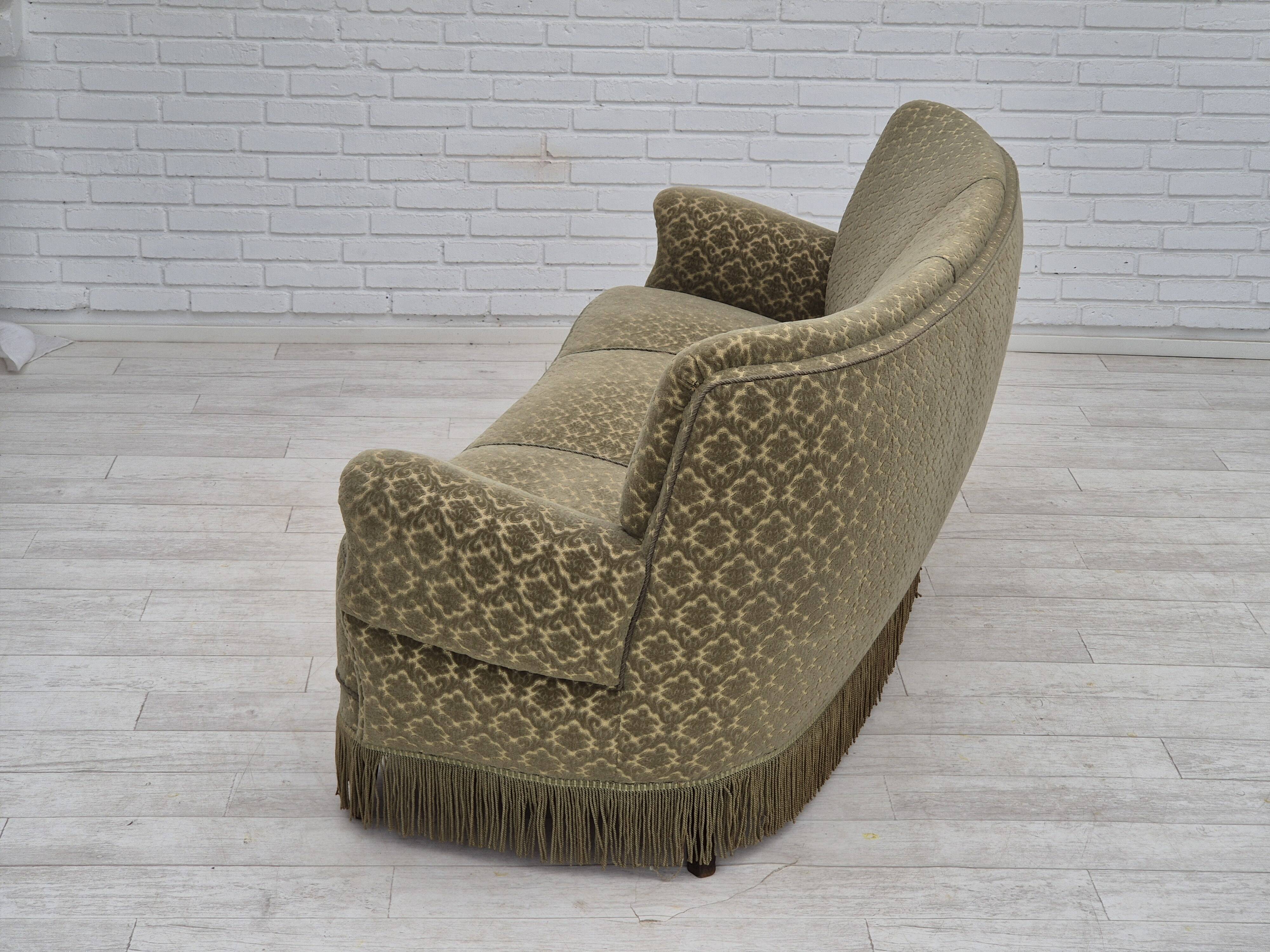 1960s, Danish "Banan" 3 seater sofa, original condition, velour.