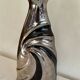 Vase vintage en faïence laquée argenté et noir estampillé