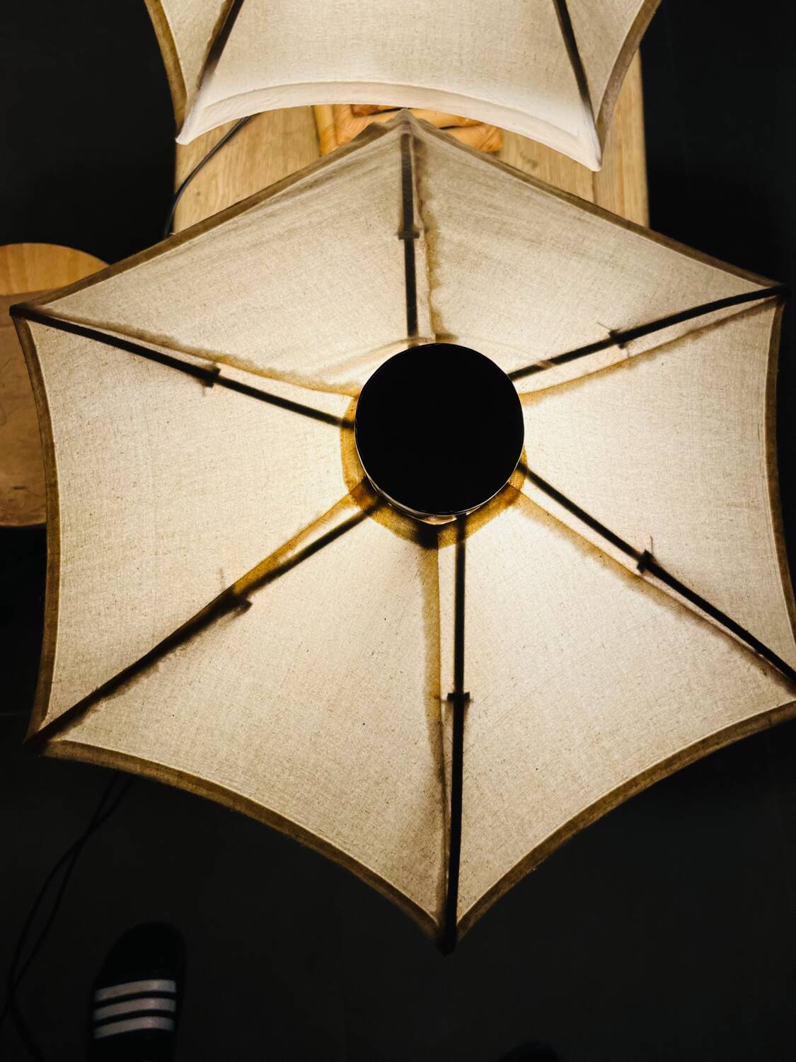 70s bamboo parasol lamps