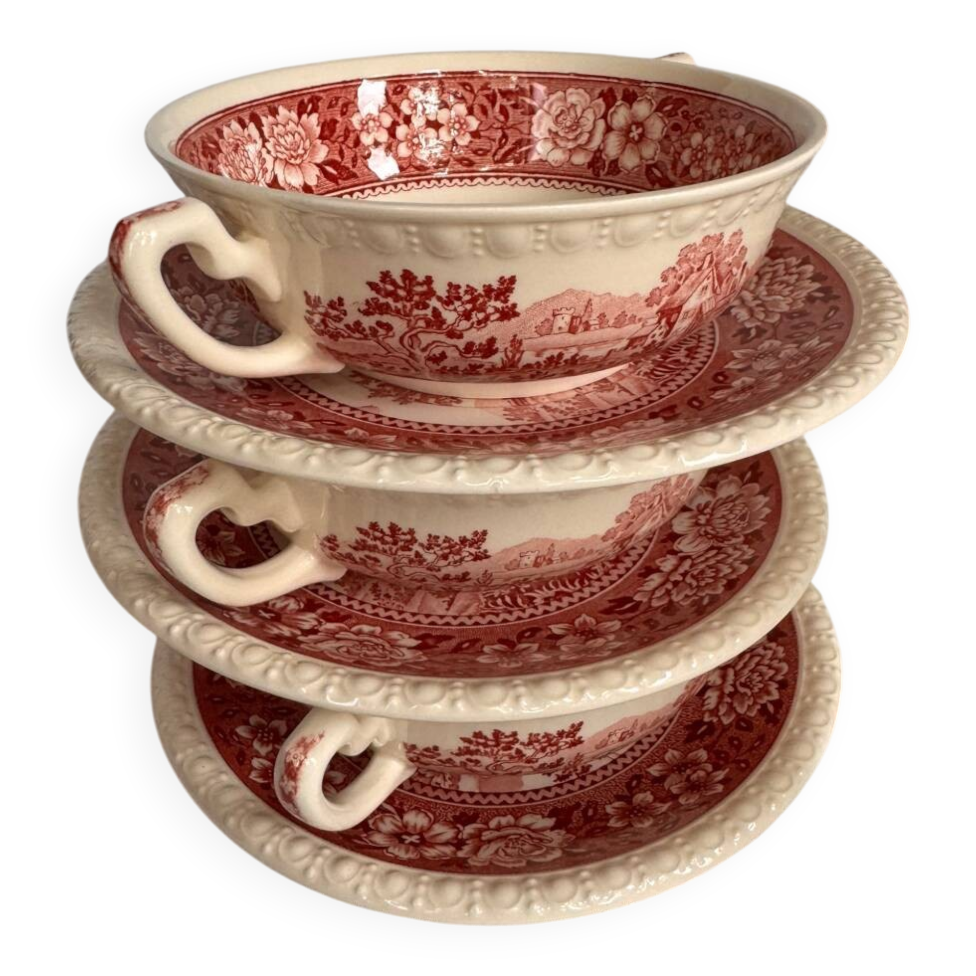 Tasses à soupe Villeroy et Boch Rusticana avec soucoupes.