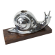 Silver snail candlestick on a teak base 1960