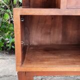 Walnut and grey marble bedside table