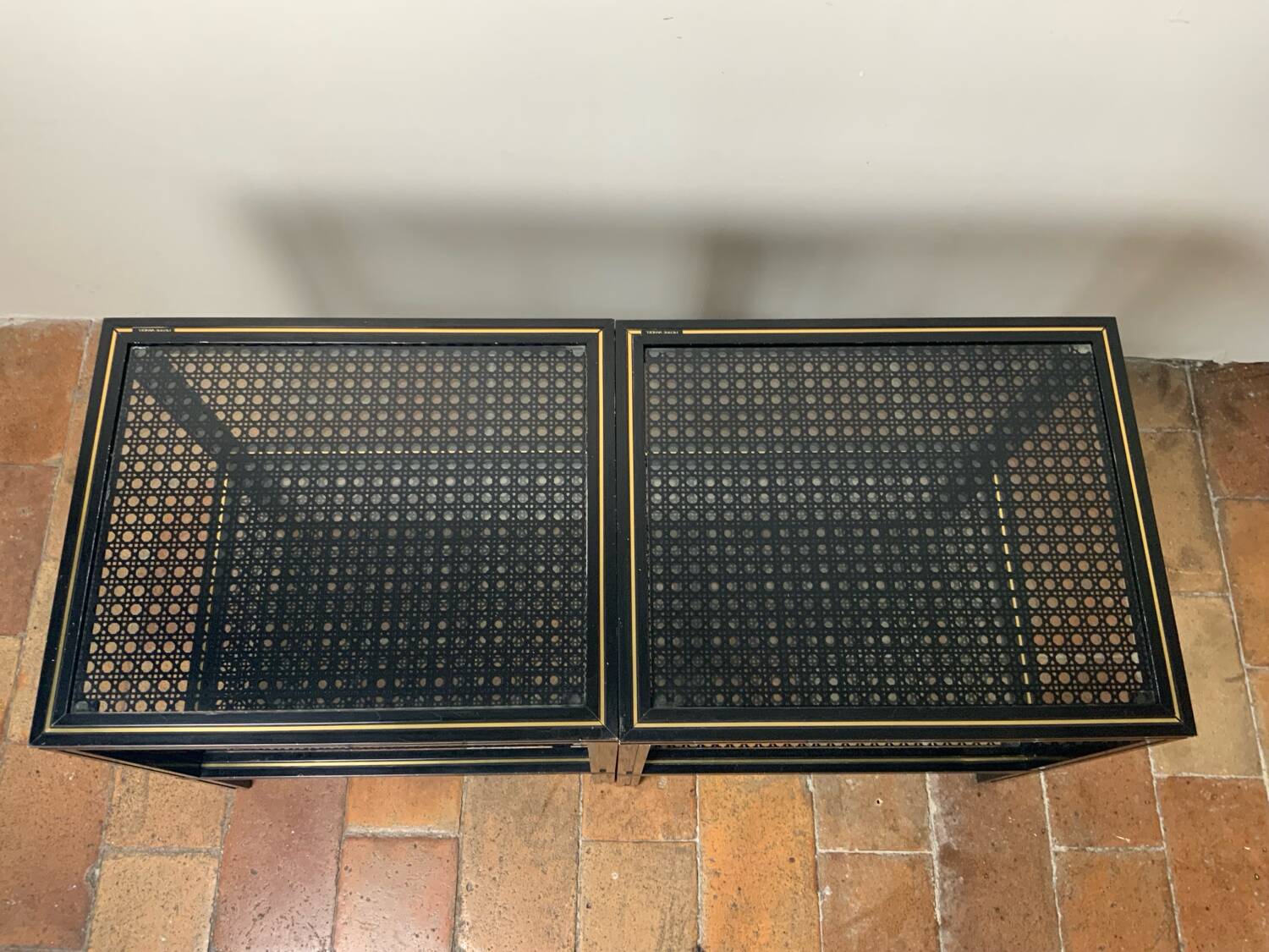 Paire de tables d’appoint vintage 70 Pierre Vandel
