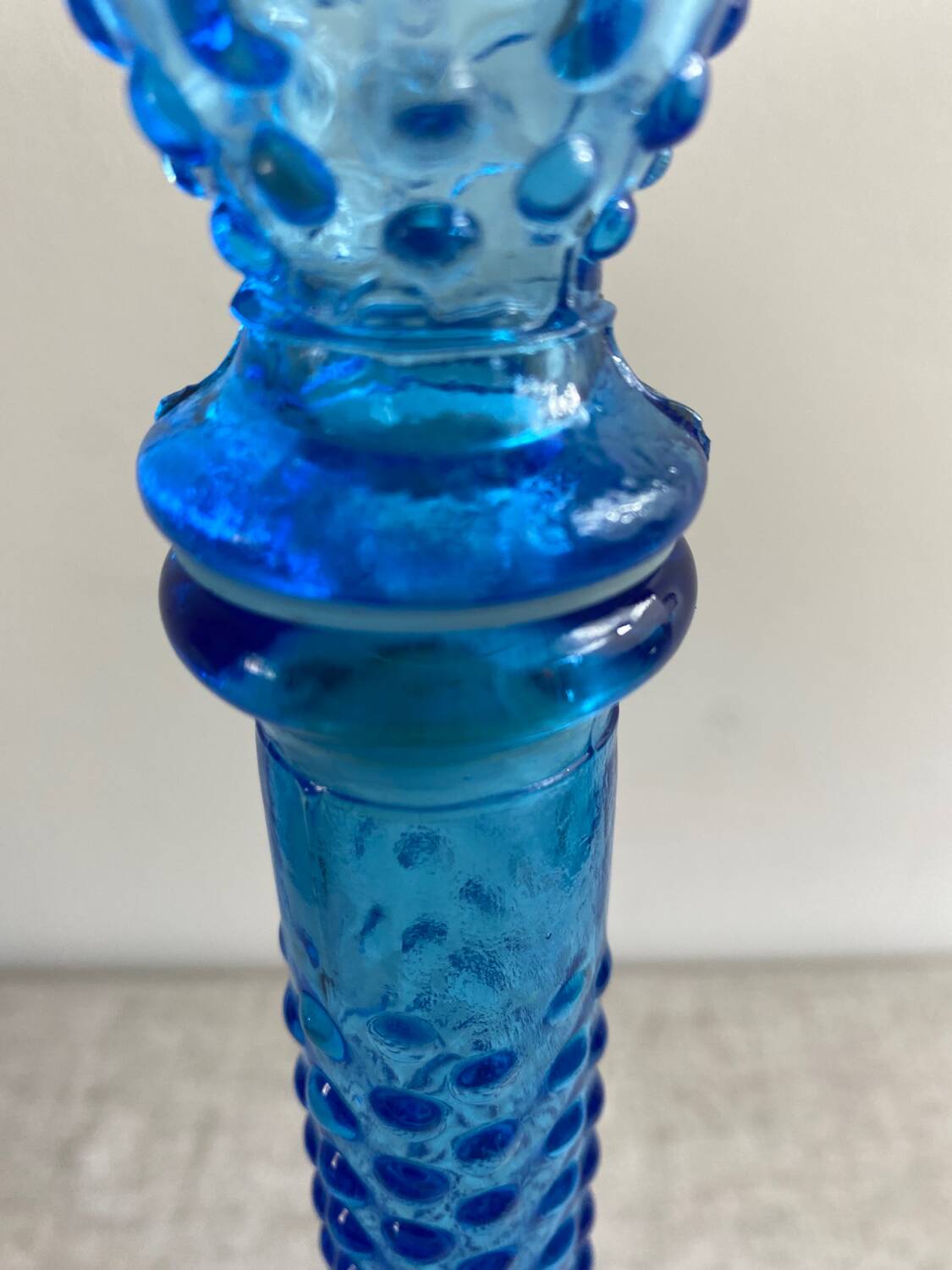 Turquoise blue employment glass carafe