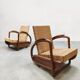 Art deco design rattan woven lounge chairs