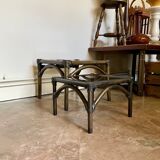 2 coffee tables, rattan sofa tips and smoked glass