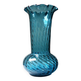 Antique turquoise art nouveau blown glass vase