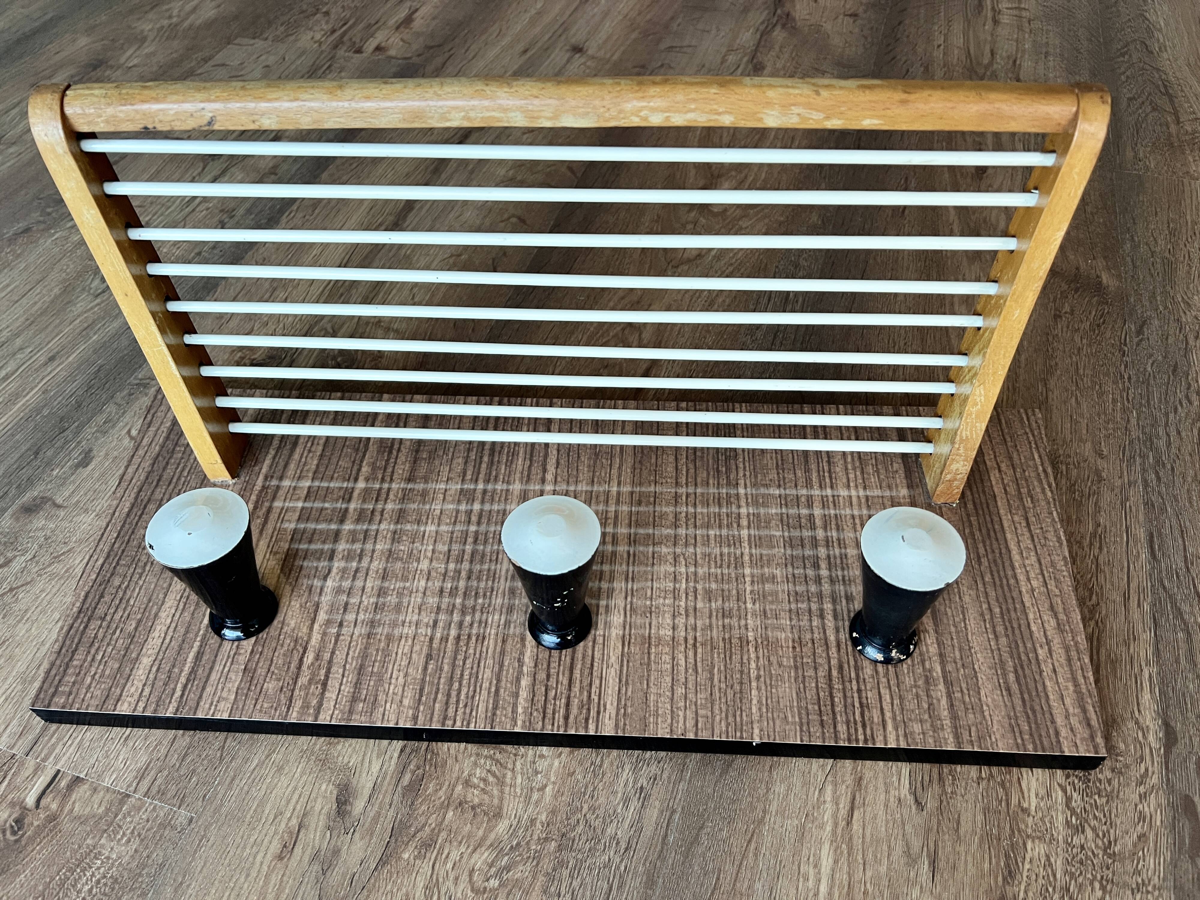 Stylish Mid Century Modern Coat Rack with Wooden Shelves - Charming Vintage Inspired Coat Hanger - S