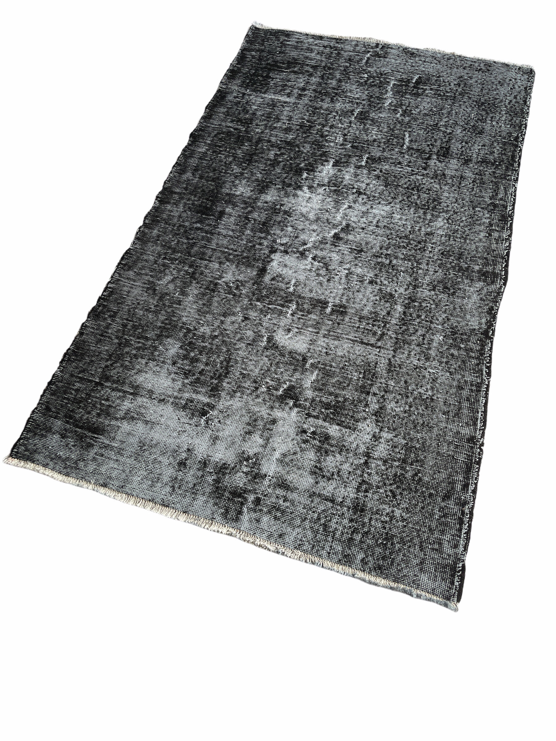 Distressed Turkish Narrow Runner 309 x 66 cm Wool Vintage rug, Over-dyed Gray