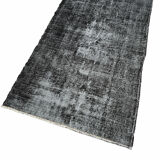 Distressed Turkish Narrow Runner 309 x 66 cm Wool Vintage rug, Over-dyed Gray