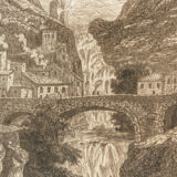 Old drawing, moustiers sainte marie
