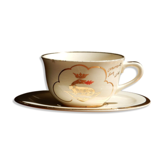 Tea cup and sub-cup of Salins made in France