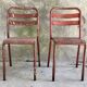 Paire de chaises tolix T2 rouge - assise pleine - 1950