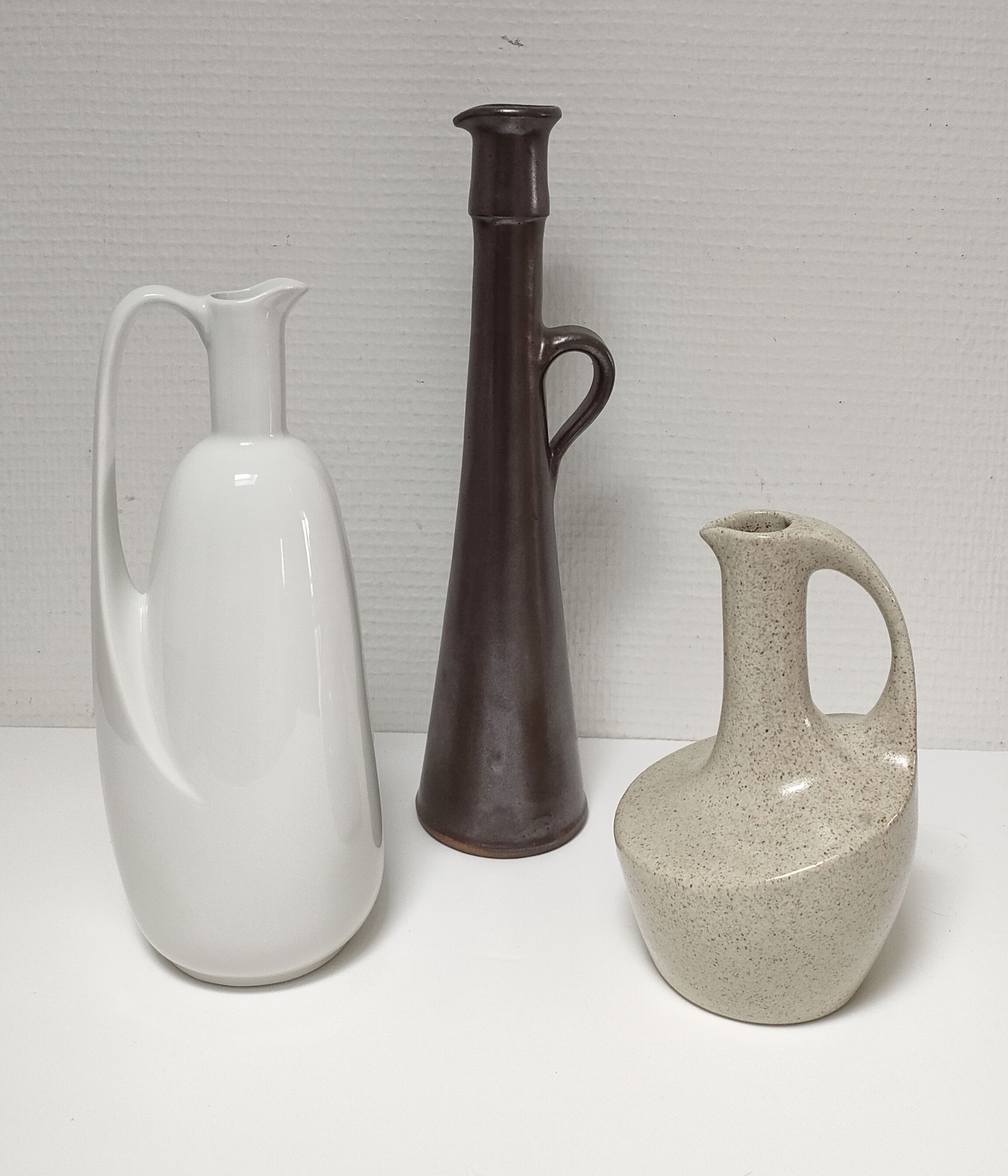 Trois vases céramique grès porcelaine vintage