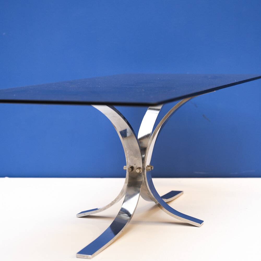 Table basse métal et verre années 70
