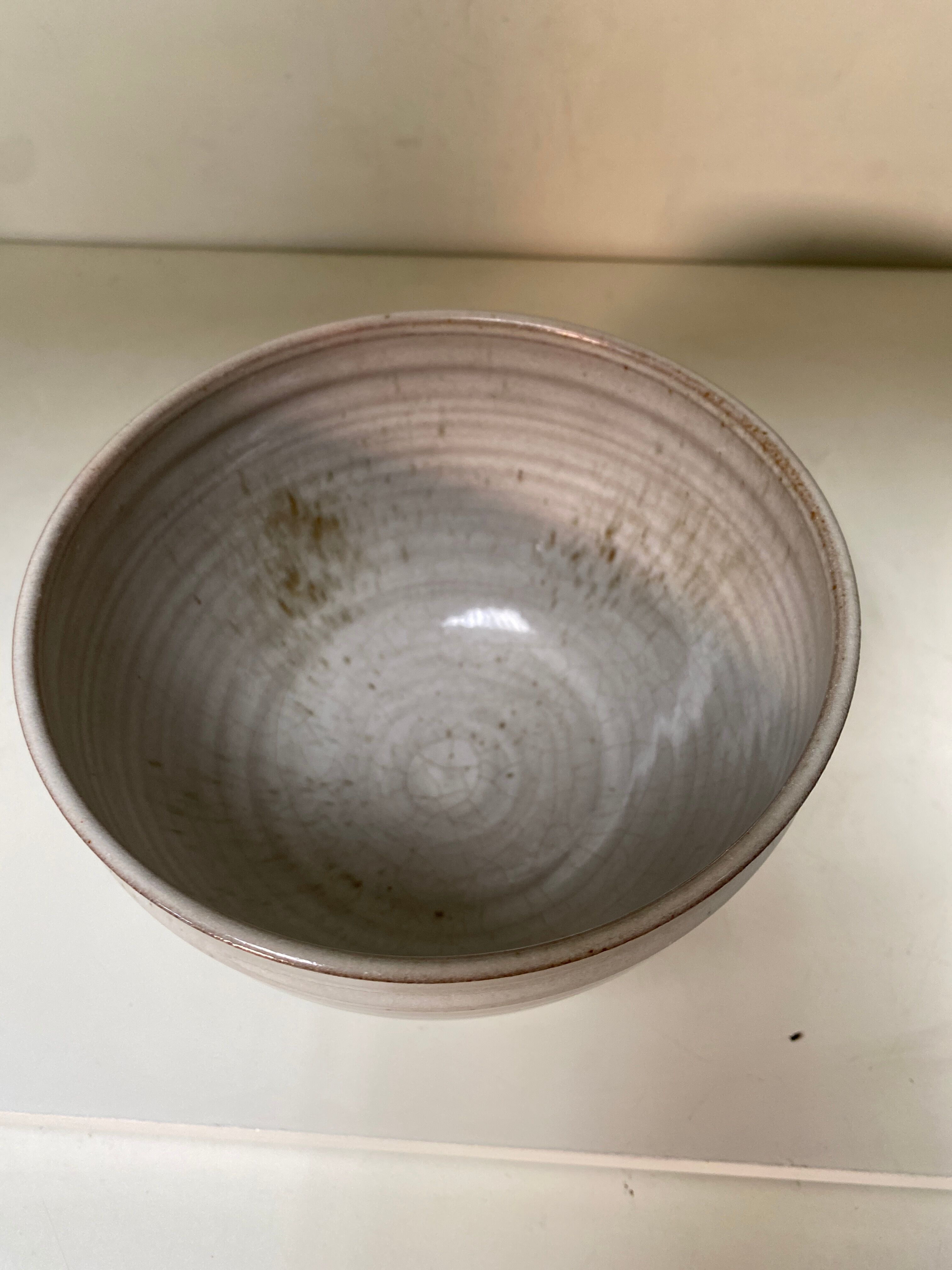 Vintage grey sandstone bowl signed