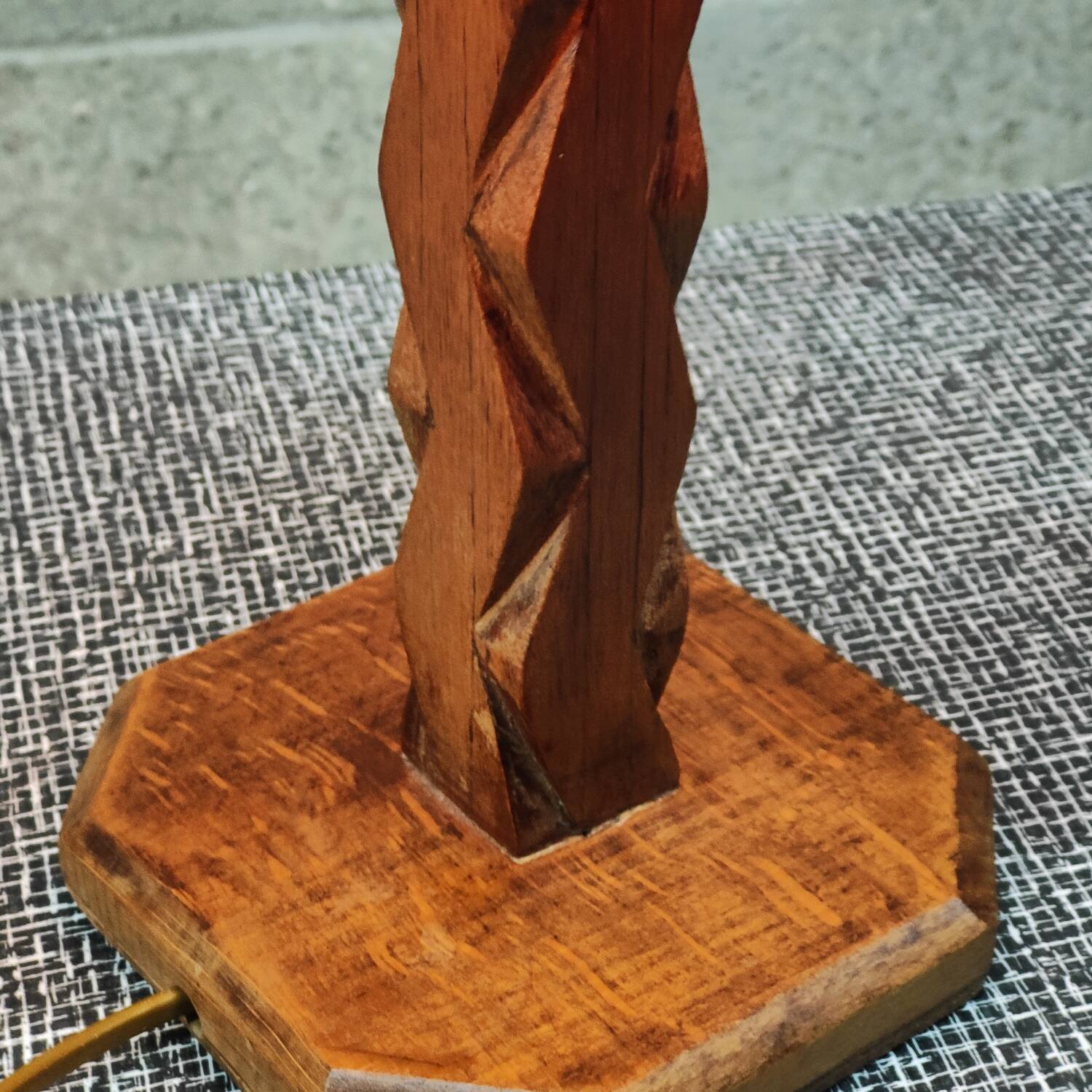 Brutalist carved wooden lamp 1950
