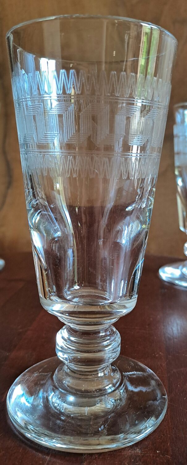 6 coffee glasses Greek engraving framed XIX th