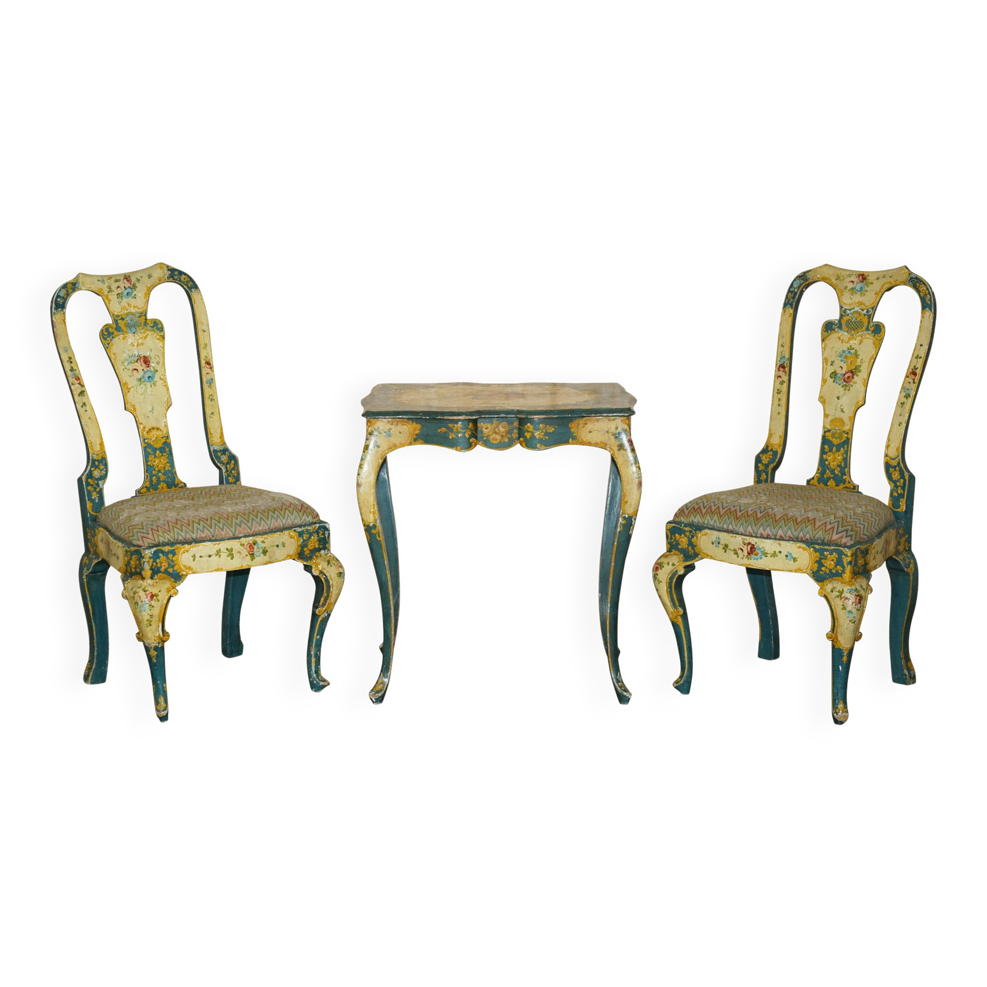 Pair of antique Regency chairs and matching table.