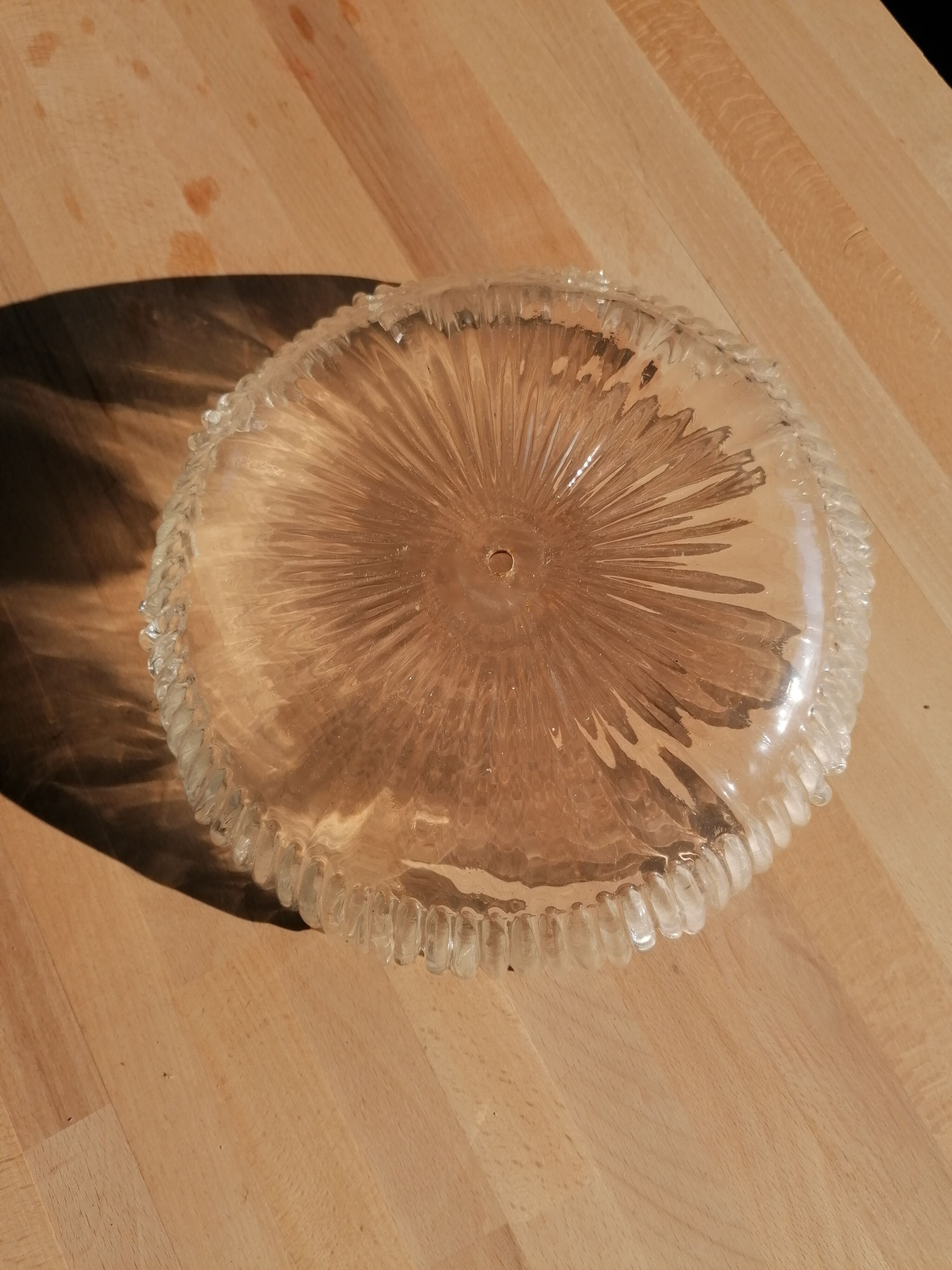 Tulip suspension in vintage holophanous glass